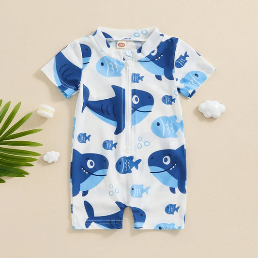 Toddler Boys Whale/Dinosaur Print Rash Guard